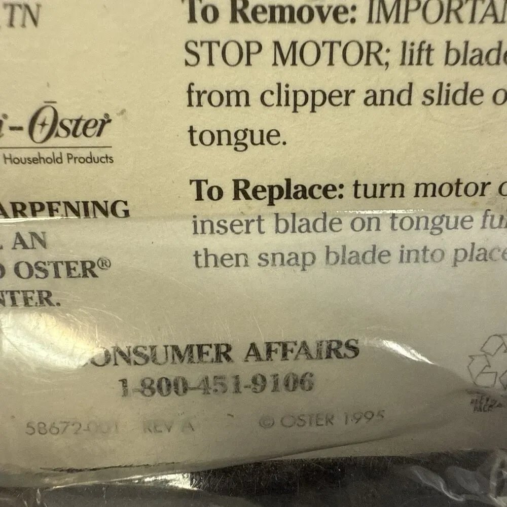 Oster Clipper Replacement Blade Cat #919-06 Size 5 1/4” 6.3mm Red Package